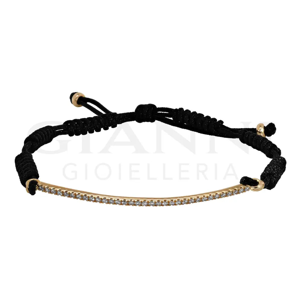 Bracciale Crivelli - Cordino con Barretta in Oro Rosa e Diamanti - Bracciali
