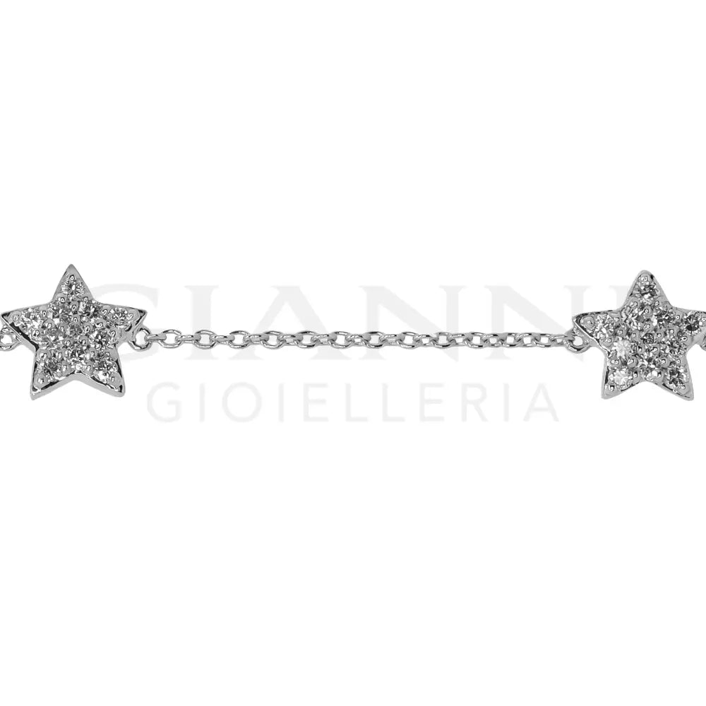 Bracciale Crivelli - Fantasia 3 Stelline con Diamanti in Oro Bianco - Bracciali