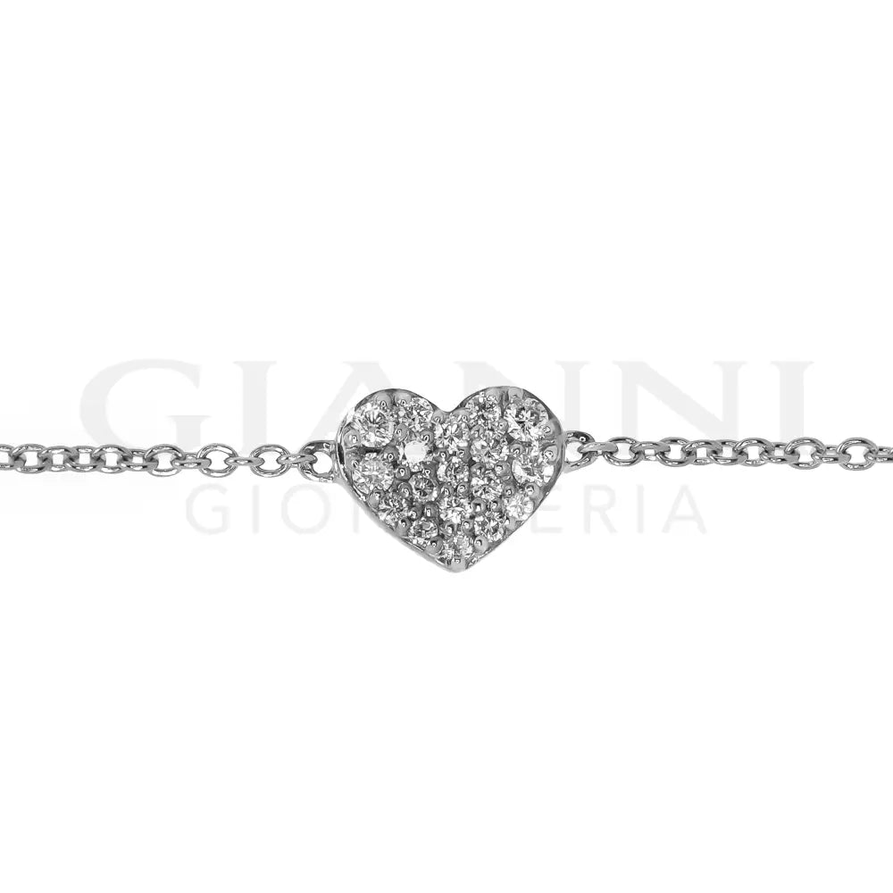 Bracciale Crivelli - Fantasia Cuore con Diamanti in Oro Bianco - Bracciali