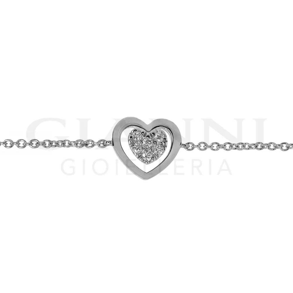 Bracciale Crivelli - Fantasia Cuore con Diamanti in Oro Bianco - Bracciali