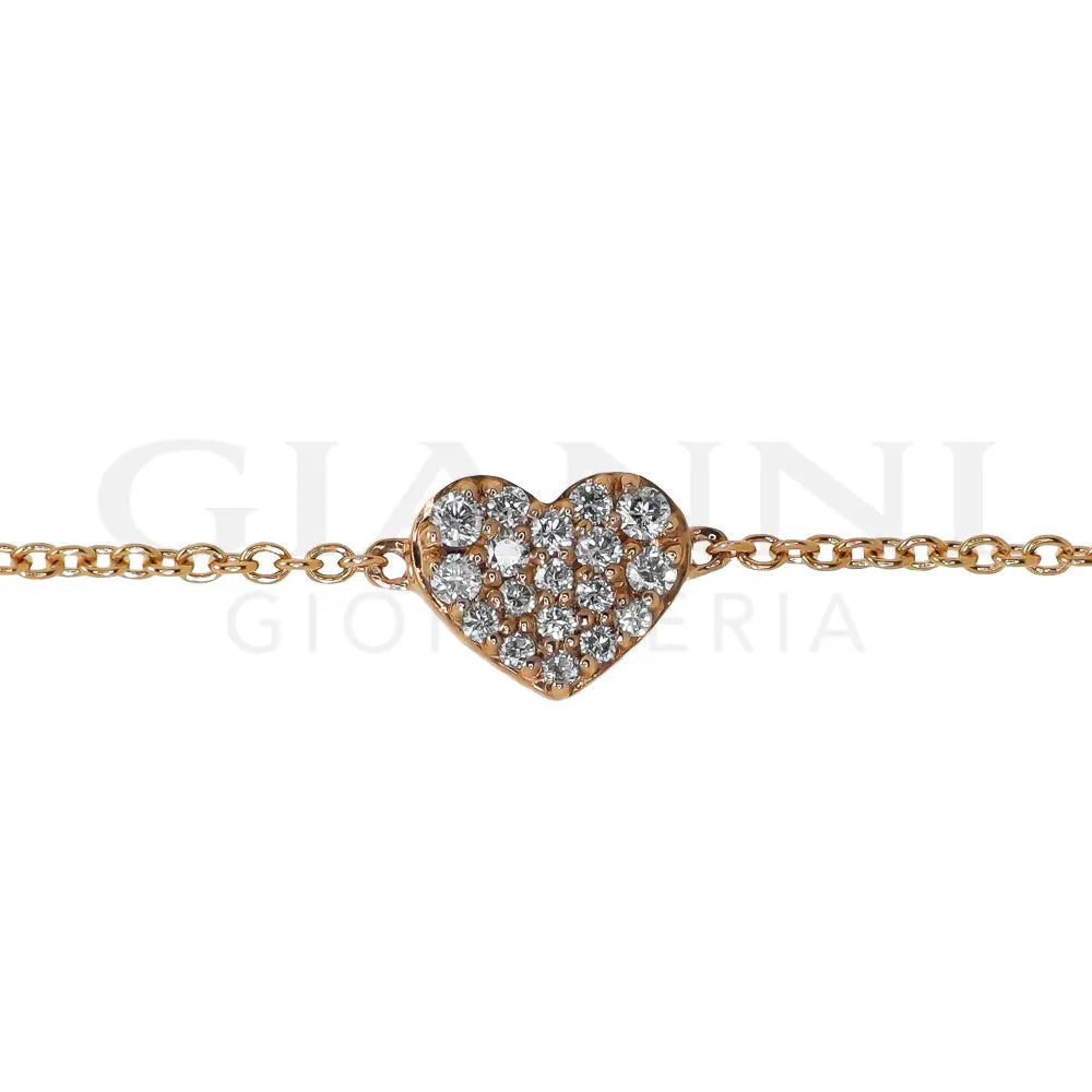 Bracciale Crivelli - Fantasia Cuore con Diamanti in Oro Rosa - Bracciali