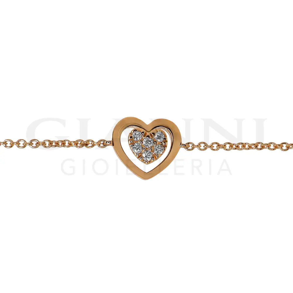Bracciale Crivelli - Fantasia Cuore con Diamanti in Oro Rosa - Bracciali