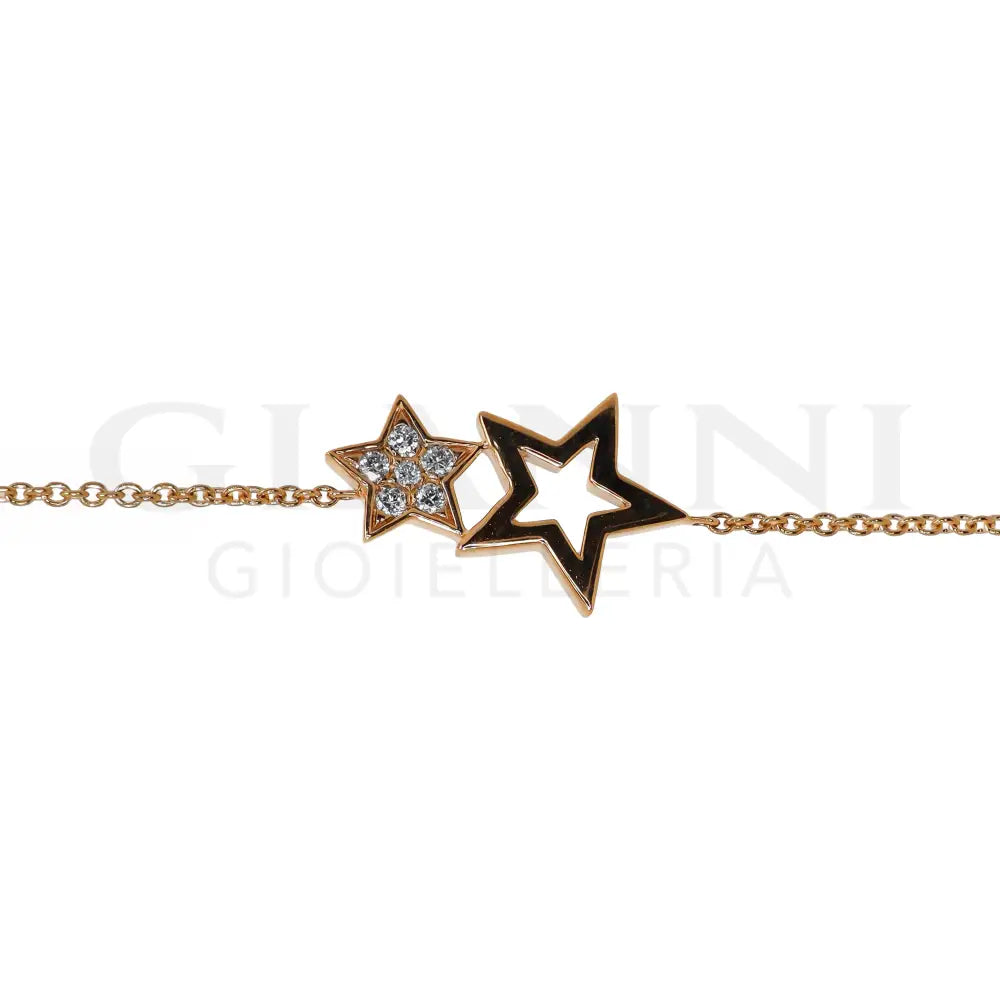 Bracciale Crivelli - Fantasia Doppia Stellina con Diamanti in Oro Rosa - Bracciali