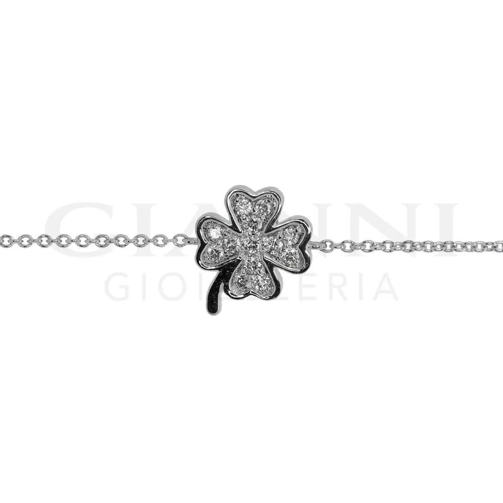 Bracciale Crivelli - Fantasia Quadrifoglio con Diamanti in Oro Bianco - Bracciali