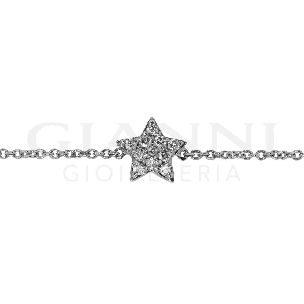 Bracciale Crivelli - Fantasia Stellina con Diamanti in Oro Bianco - Bracciali