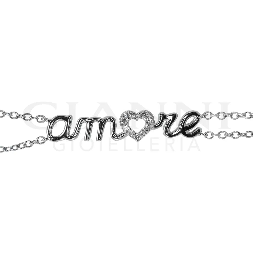 Bracciale Crivelli - Scritta ’Amore’ in Oro Bianco e Diamanti - Bracciali