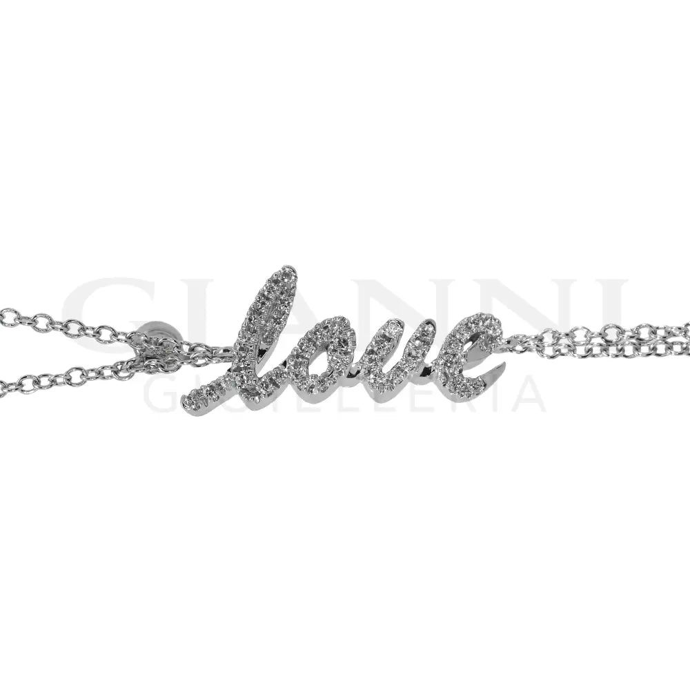 Bracciale Crivelli - Scritta ’Love’ in Oro Bianco e Diamanti con Punto Luce - Bracciali