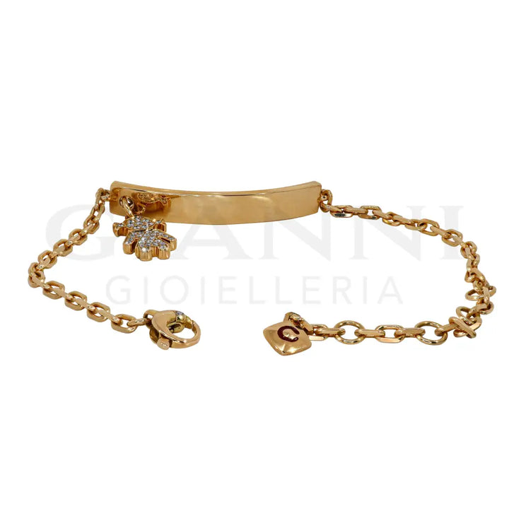 Bracciale Crivelli - Targhetta con Ciondolo Bambina e Diamanti in Oro Rosa - Bracciali