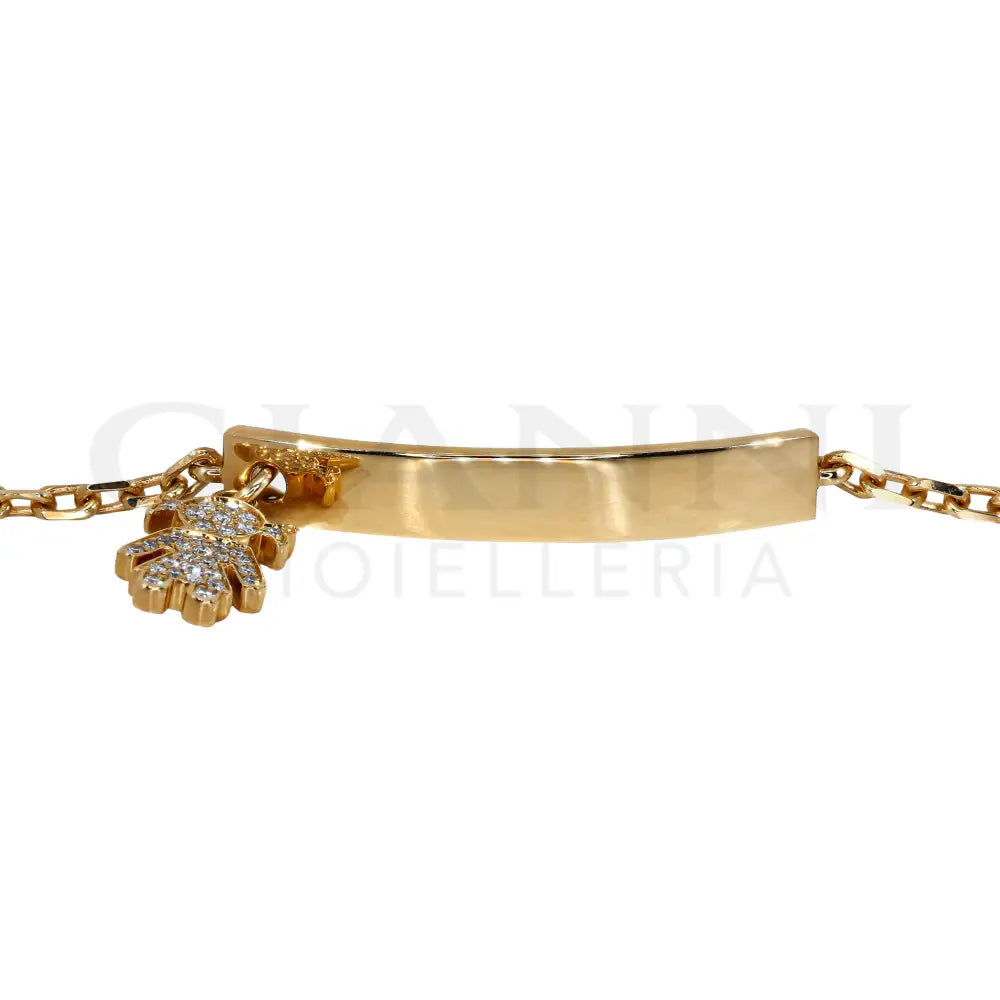 Bracciale Crivelli - Targhetta con Ciondolo Bambina e Diamanti in Oro Rosa - Bracciali