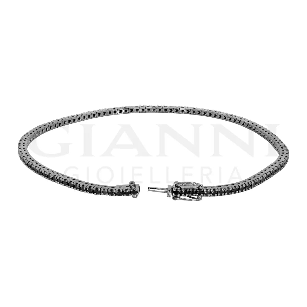 Bracciale Crivelli - Tennis in Oro Bianco con Diamanti Neri - Bracciali