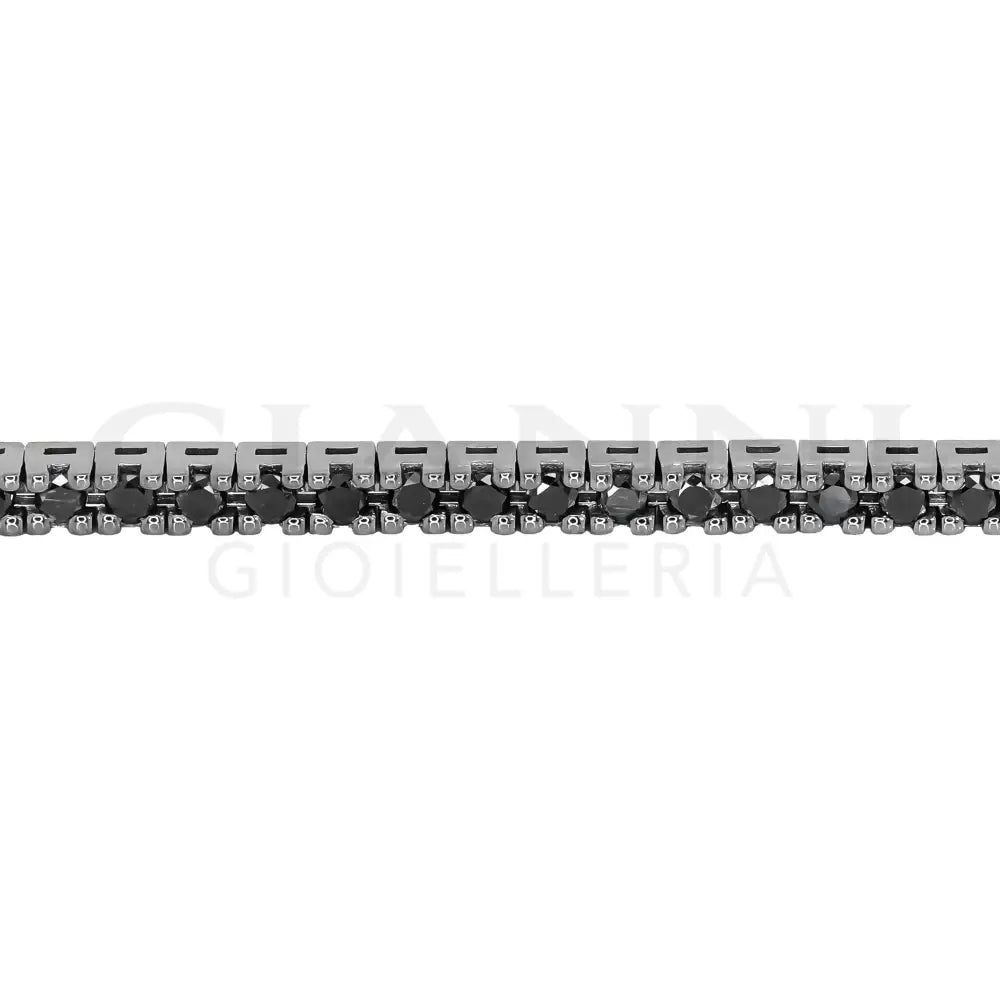 Bracciale Crivelli - Tennis in Oro Bianco con Diamanti Neri - Bracciali
