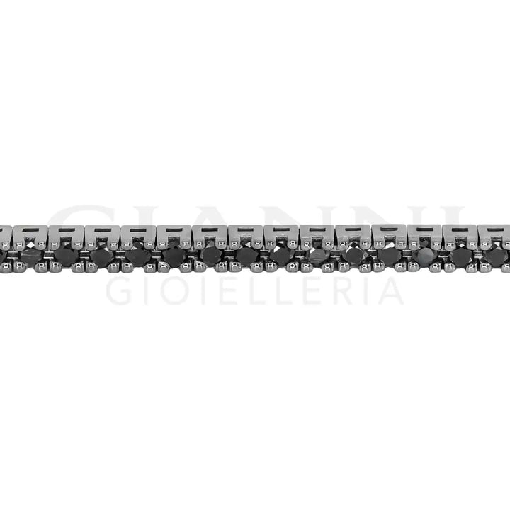 Bracciale Crivelli - Tennis in Oro Bianco con Diamanti Neri - Bracciali