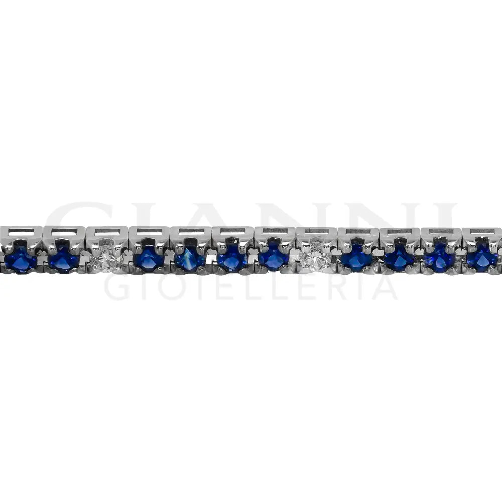 Bracciale Crivelli - Tennis in Oro Bianco con Zaffiri e Diamanti Bianchi - Bracciali