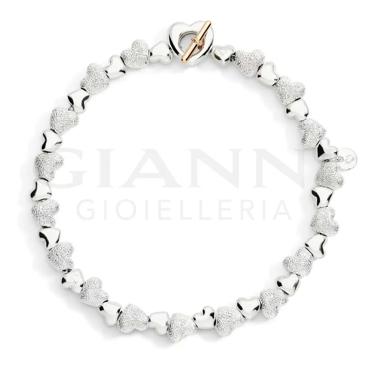 Bracciale DoDo - Cuore con componenti argento e argento effetto diamantato Bracciali