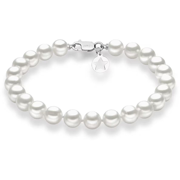 Bracciale Comete - Perle Coltivate di 5,5/6 mm in Oro Bianco