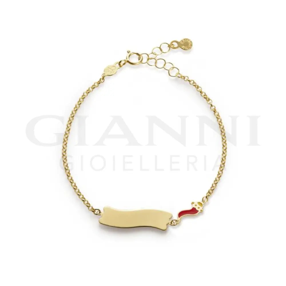 Bracciale leBebé - Fortuna con cornetto e targhetta in oro giallo - Bracciali
