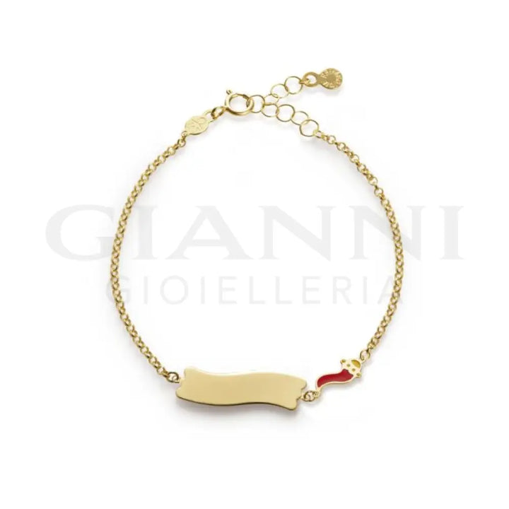 Bracciale leBebé - Fortuna con cornetto e targhetta in oro giallo - Bracciali