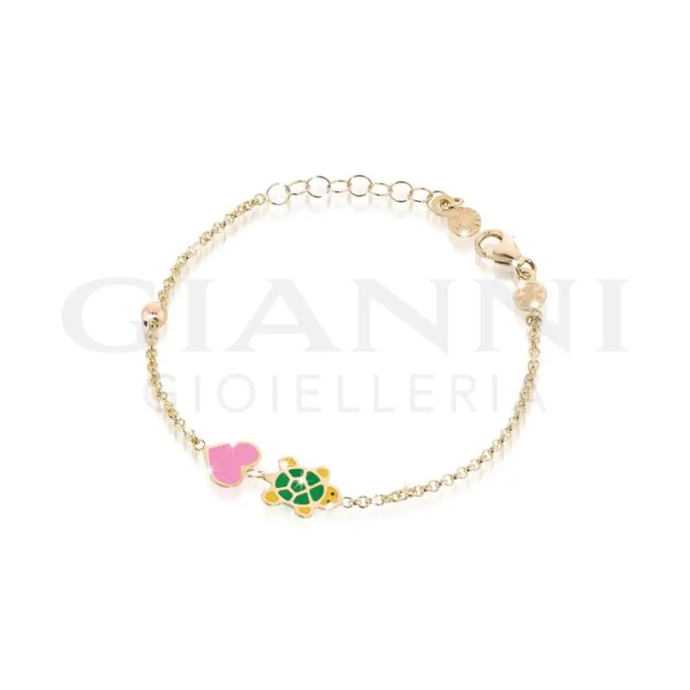 Bracciale leBebé - Fortuna con tartaruga e cuore in oro giallo - Bracciali