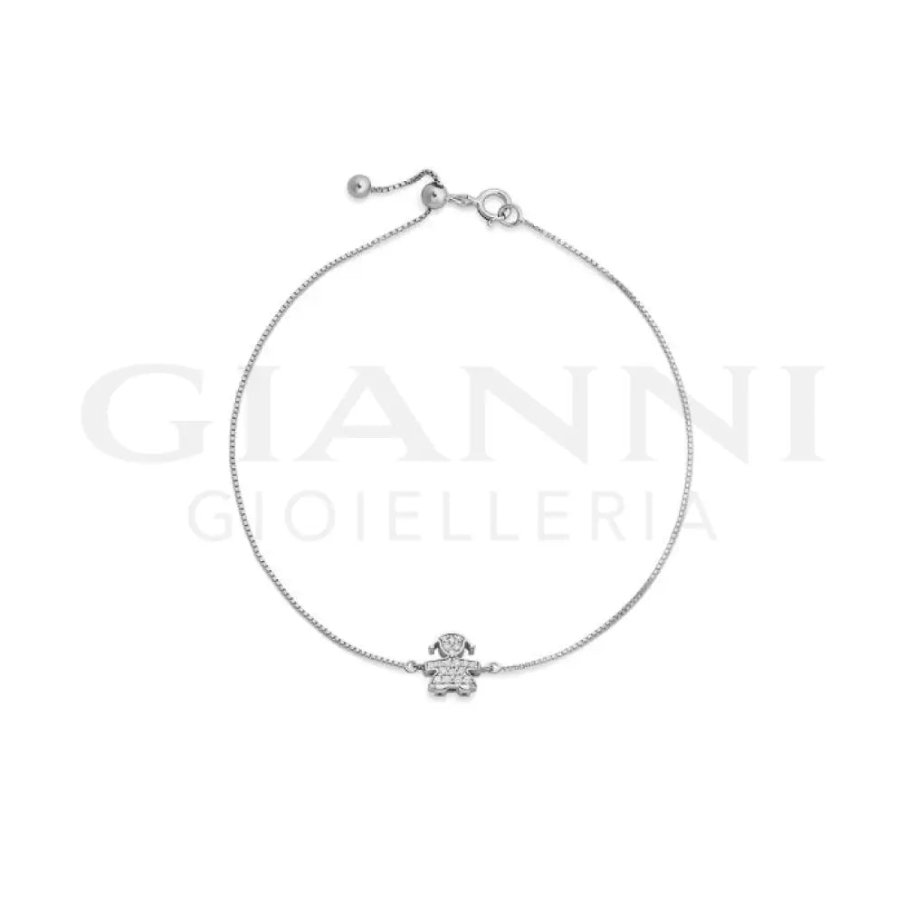 Bracciale leBebé - I Tesorini con sagoma bimba in oro bianco e diamanti - Bracciali