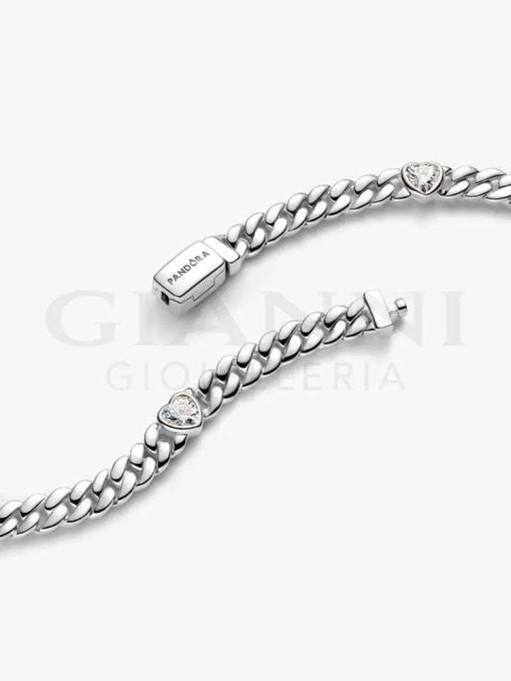 Bracciale Pandora - Catena Maglia Cubana con Cuori Bracciali