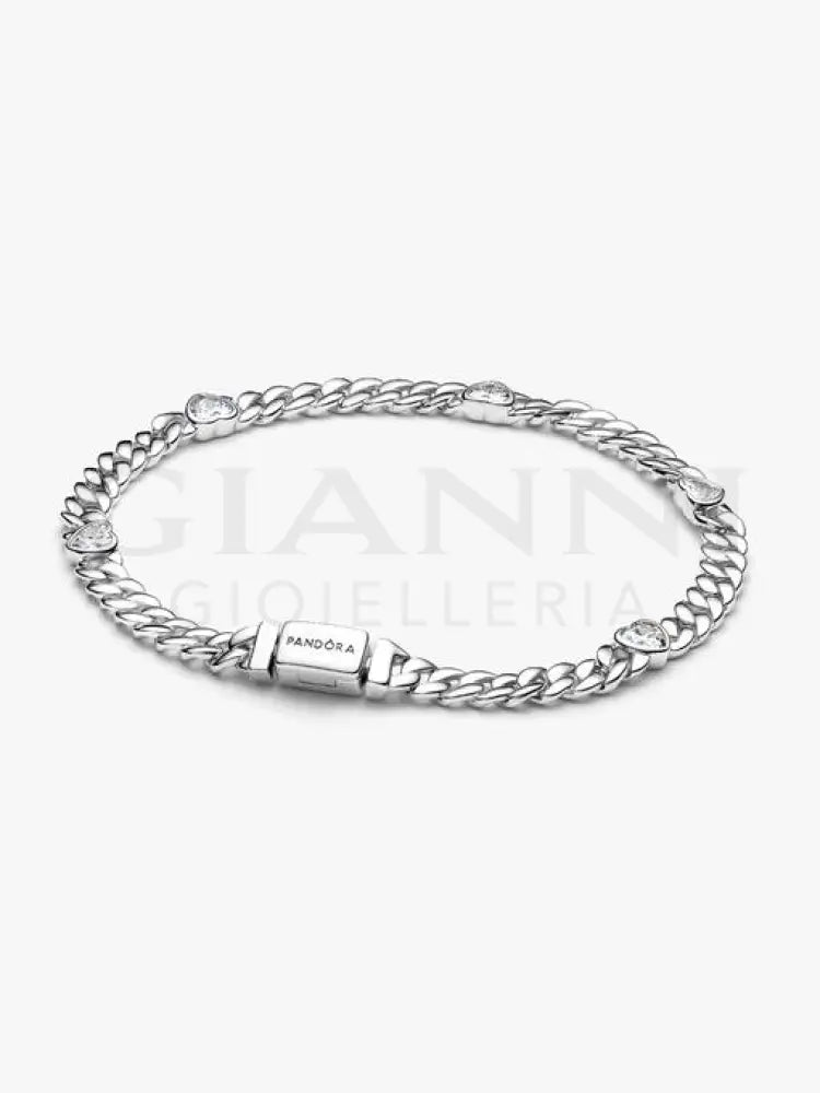 Bracciale Pandora - Catena Maglia Cubana con Cuori Bracciali