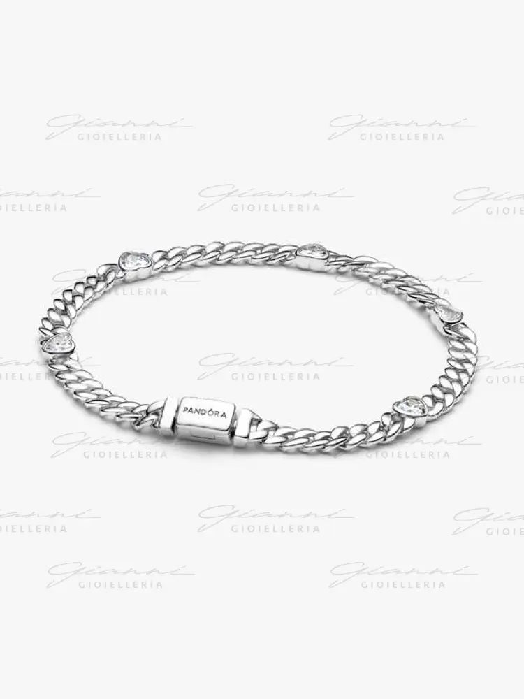 Bracciale Pandora - Catena Maglia Cubana con Cuori Bracciali