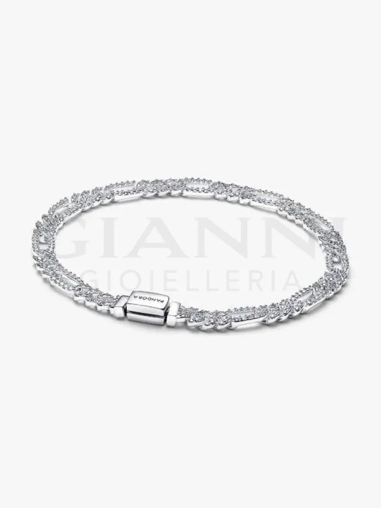 Bracciale Pandora - Catena Maglia Cubana Pavè con Ovali Bracciali