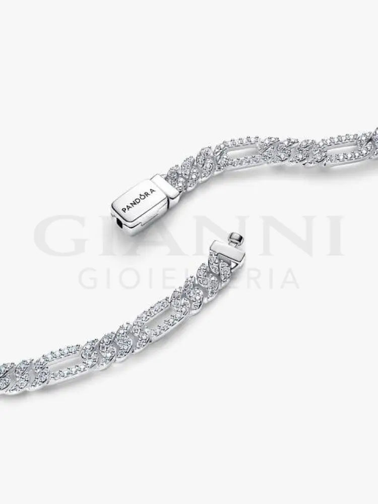 Bracciale Pandora - Catena Maglia Cubana Pavè con Ovali Bracciali