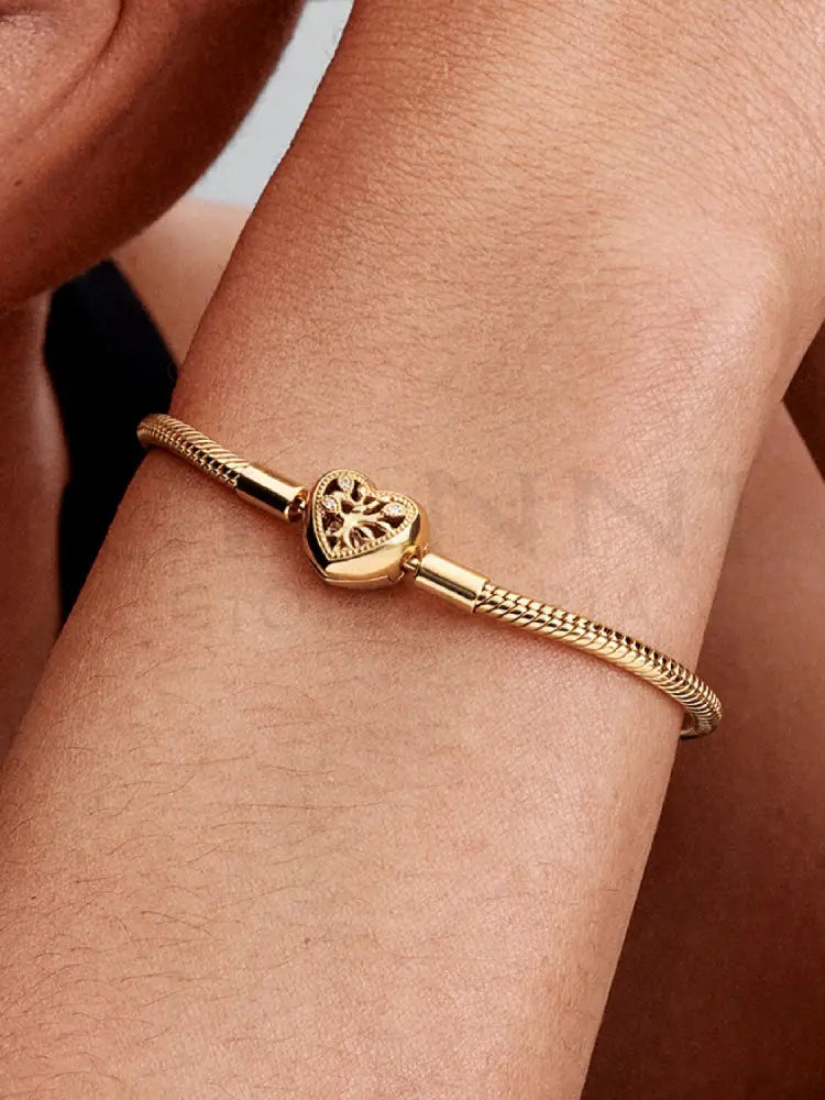 Bracciale Pandora - Con Chiusura a Cuore Albero della Famiglia con Placcatura in Oro Bracciali