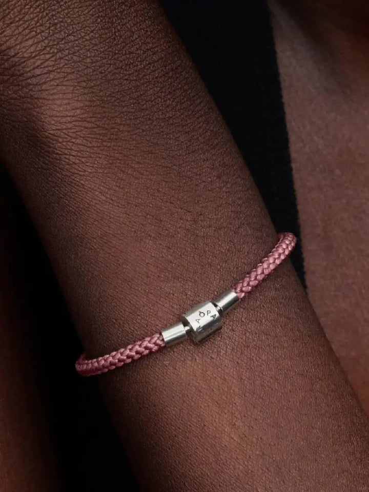 Bracciale Pandora - Corda Rosa con Chiusura a Barile Bracciali