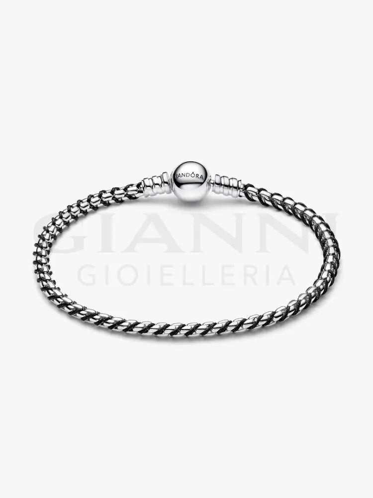 Bracciale Pandora - Intreccio Tessuto Nero - Bracciali