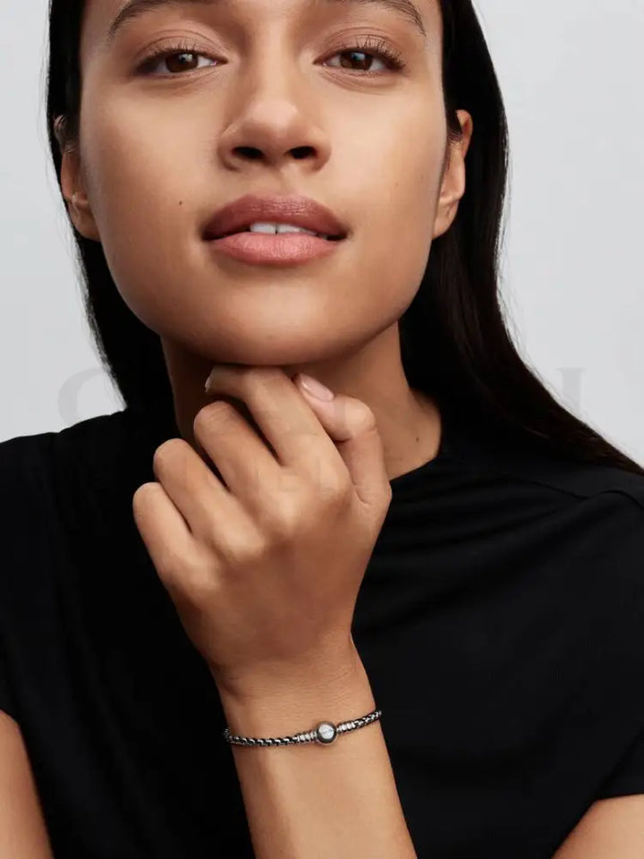 Bracciale Pandora - Intreccio Tessuto Nero - Bracciali