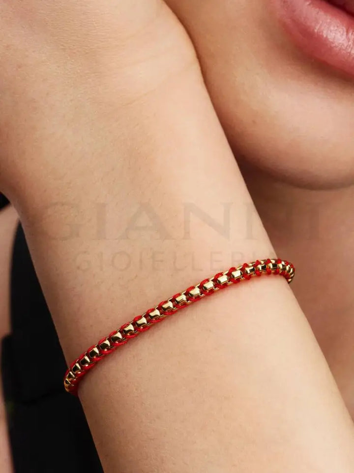 Bracciale Pandora - Intreccio Tessuto Rosso Bracciali