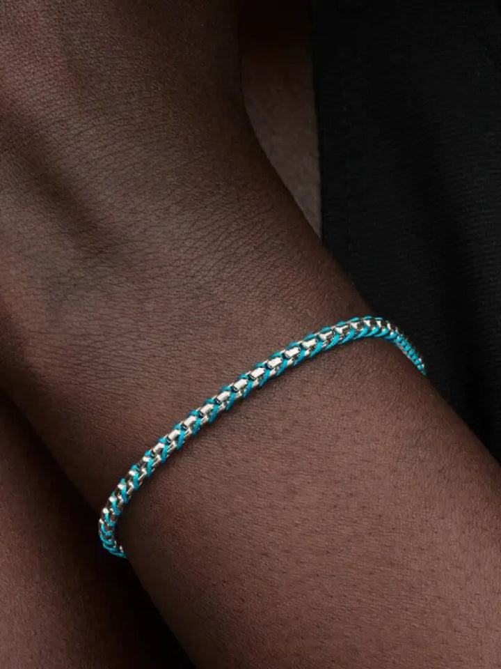 Bracciale Pandora - Intreccio Tessuto Turchese - Bracciali