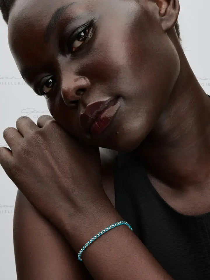 Bracciale Pandora - Intreccio Tessuto Turchese in Argento Bracciali