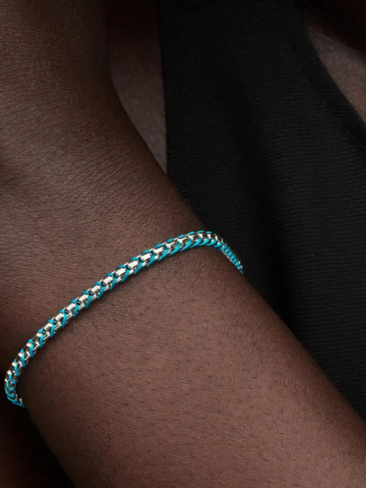 Bracciale Pandora - Intreccio Tessuto Turchese in Argento Bracciali