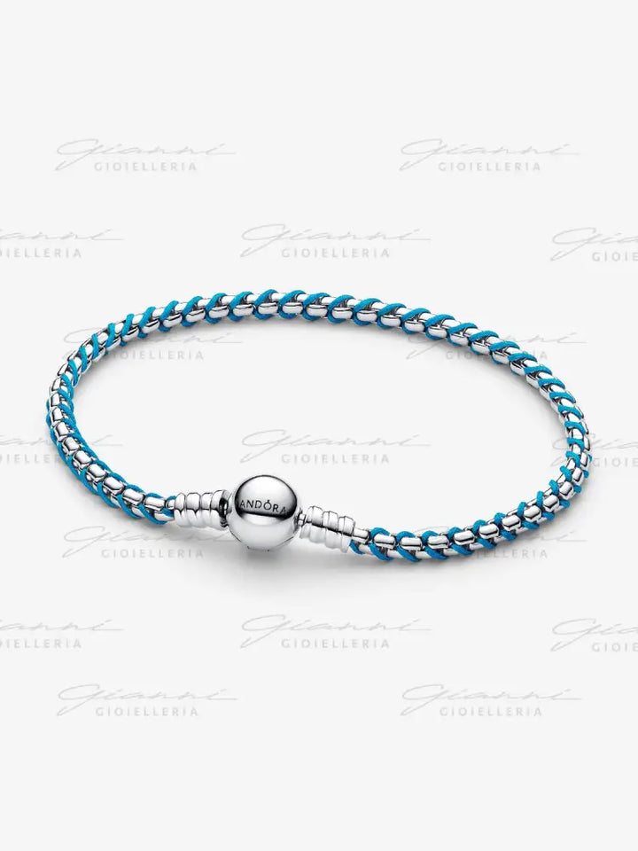 Bracciale Pandora - Intreccio Tessuto Turchese in Argento Bracciali
