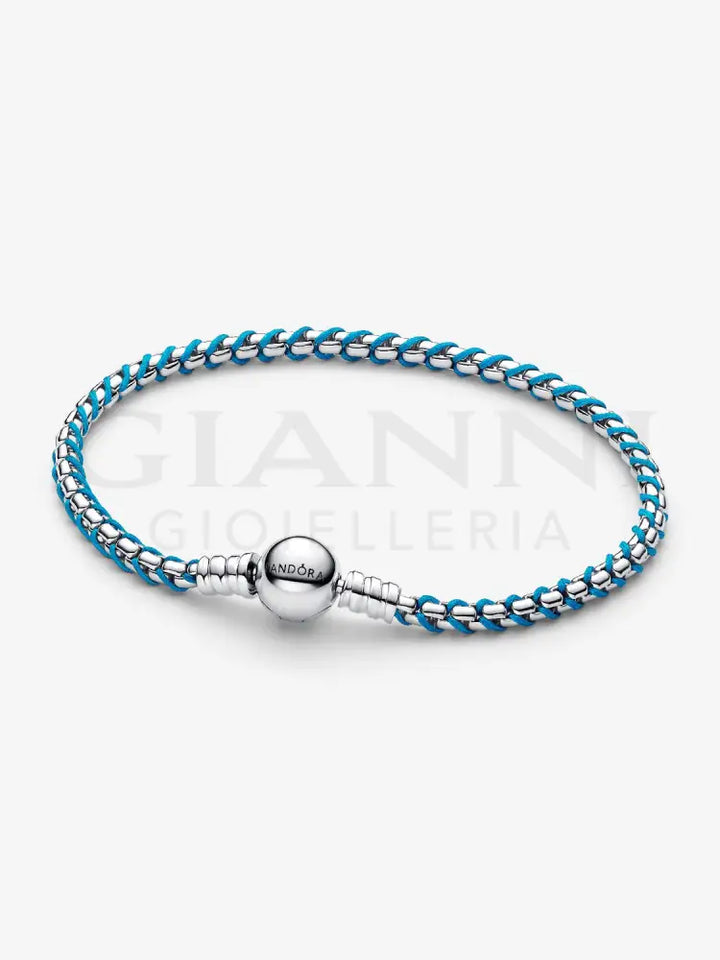 Bracciale Pandora - Intreccio Tessuto Turchese in Argento Bracciali