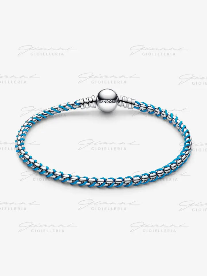 Bracciale Pandora - Intreccio Tessuto Turchese in Argento Bracciali
