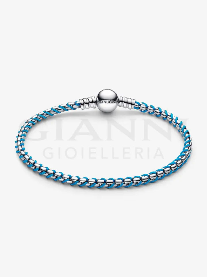 Bracciale Pandora - Intreccio Tessuto Turchese in Argento Bracciali