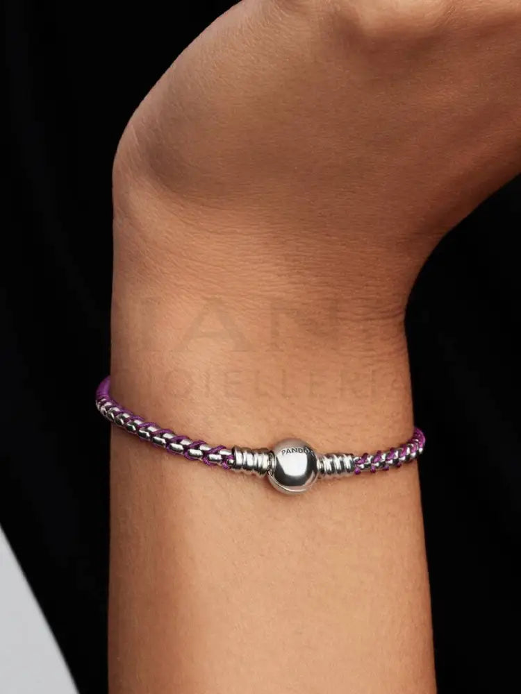Bracciale Pandora - Intreccio Tessuto Viola - Bracciali