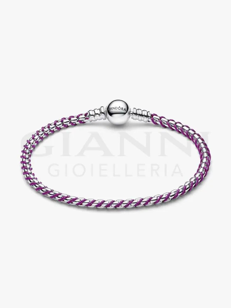 Bracciale Pandora - Intreccio Tessuto Viola - Bracciali
