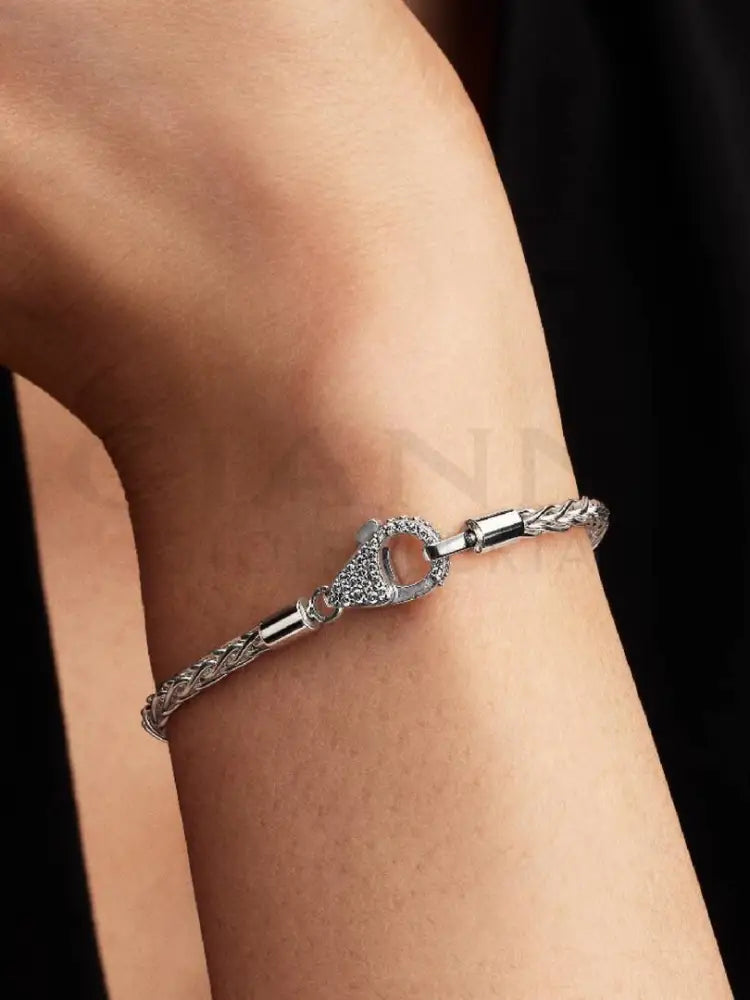 Bracciale Pandora - Maglia Coda di Volpe con Chiusura Pavè - Bracciali