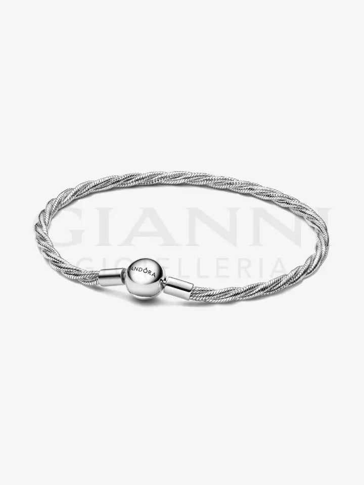 Bracciale Pandora - Maglia Doppia Intrecciata con Chiusura a Sfera in Argento Bracciali