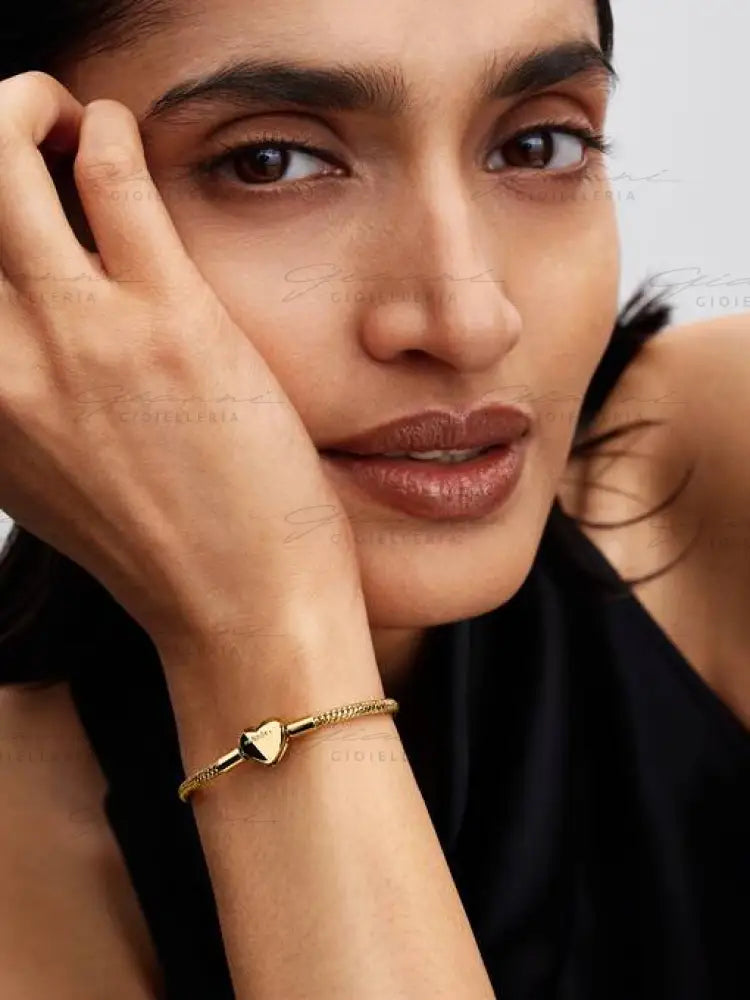 Bracciale Pandora - Maglia Snake Sfaccettata con Chiusura a Cuore Bracciali
