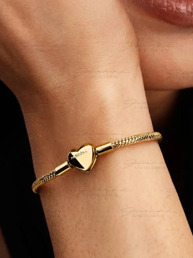 Bracciale Pandora - Maglia Snake Sfaccettata con Chiusura a Cuore Bracciali