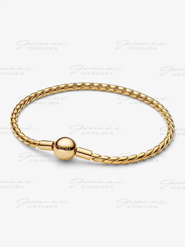 Bracciale Pandora - Maglia Spiga con Chiusura a Sfera con Placcatura in Oro Bracciali