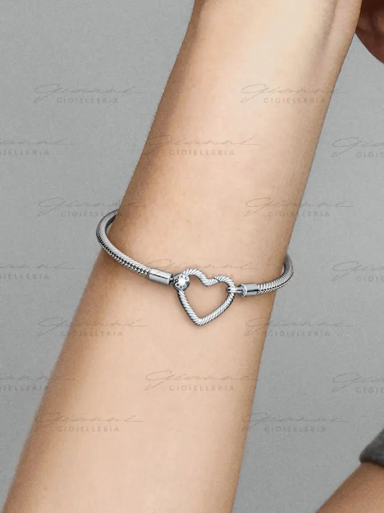 Bracciale Pandora - Moments con Chiusura a Cuore Componibile in Argento Bracciali