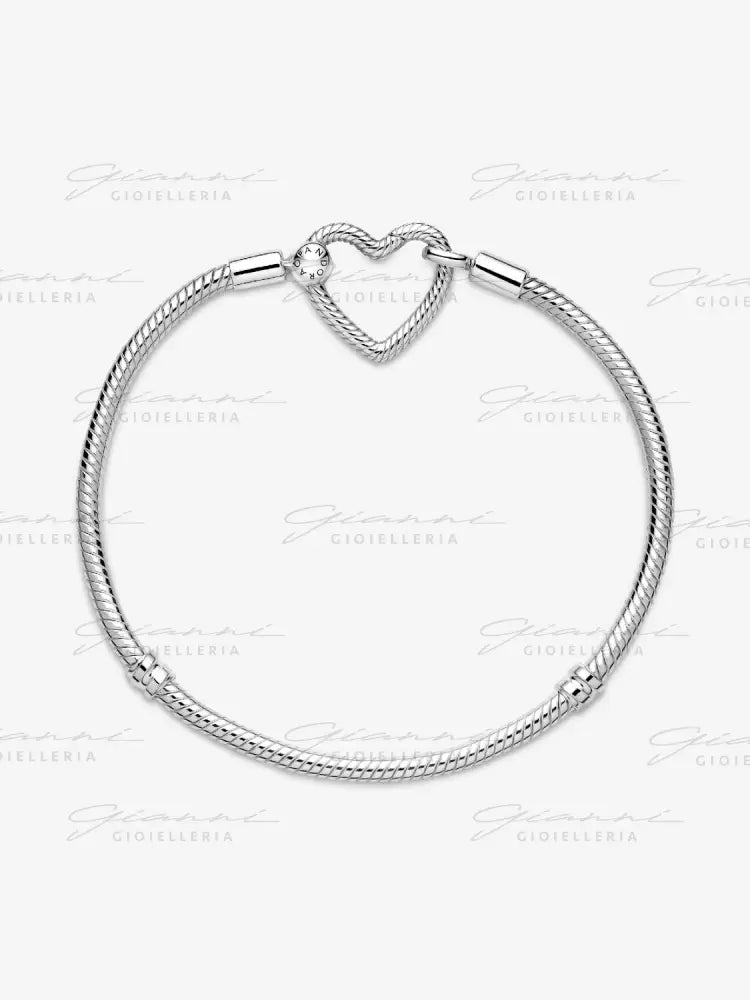 Bracciale Pandora - Moments con Chiusura a Cuore Componibile in Argento Bracciali