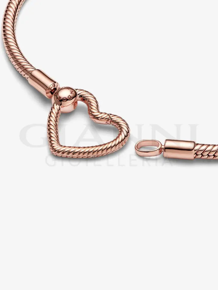 Bracciale Pandora - Moments con Chiusura a Cuore Componibile con Placcatura in Oro Rosa Bracciali